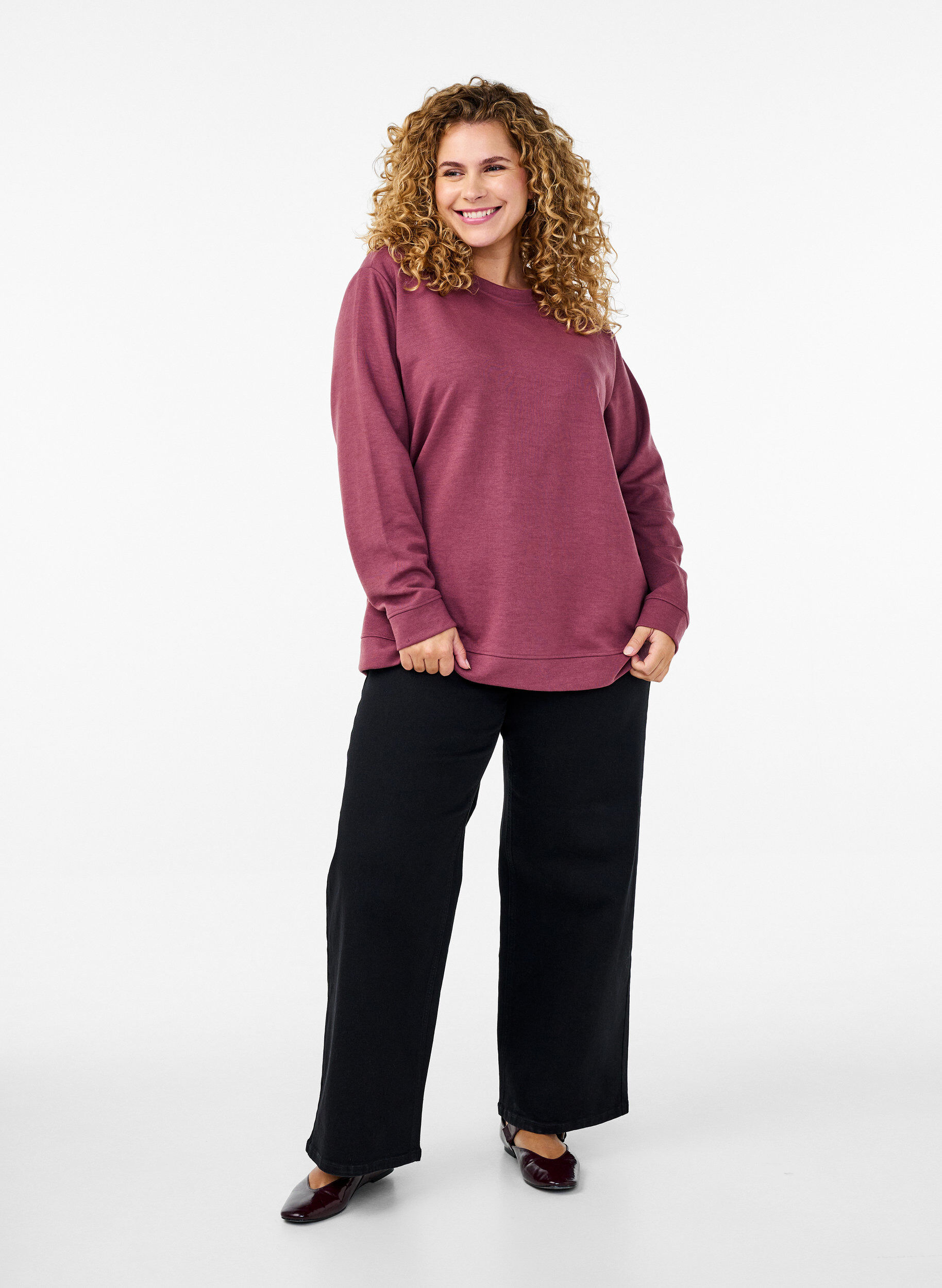 Zizzi FLASH - Genser med crewneck, Brun, Model image number 1