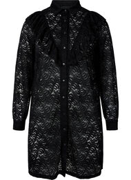 Skjortekjole med blonder og volanger, Black