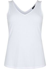Basic top i ribbet materiale med V-utskjæring