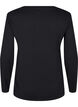 Langermet bluse i ull og viskose, Svart, Packshot image number 1