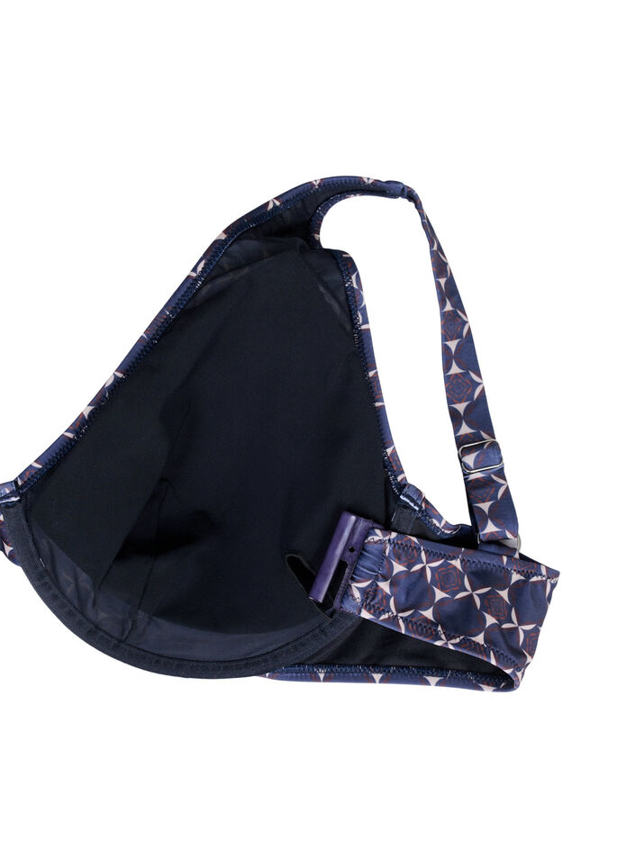 Trykt bikinitopp med bøyle, Blå, Packshot image number 3