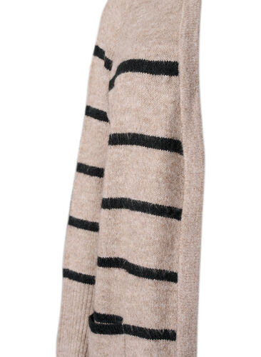 Strikket cardigan med striper, Simply Taupe Mel., Packshot image number 2