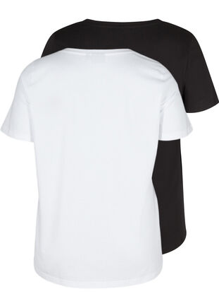 Basic T-skjorter i bomull, 2 stk., Bright White, Packshot image number 1