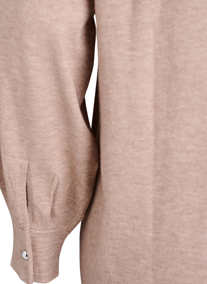 Kort strikkekjole med raglanermer, Beige, Packshot image number 3