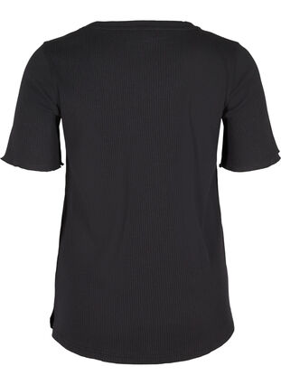 T-skjorte i et ribbet materiale , Black, Packshot image number 1