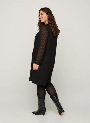 Langermet kjole med A-form, Black, Model image number 1