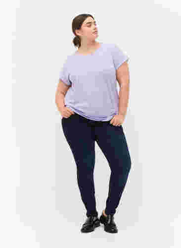 Kortermet T-skjorte i bomullsblanding, Lavender, Model image number 2