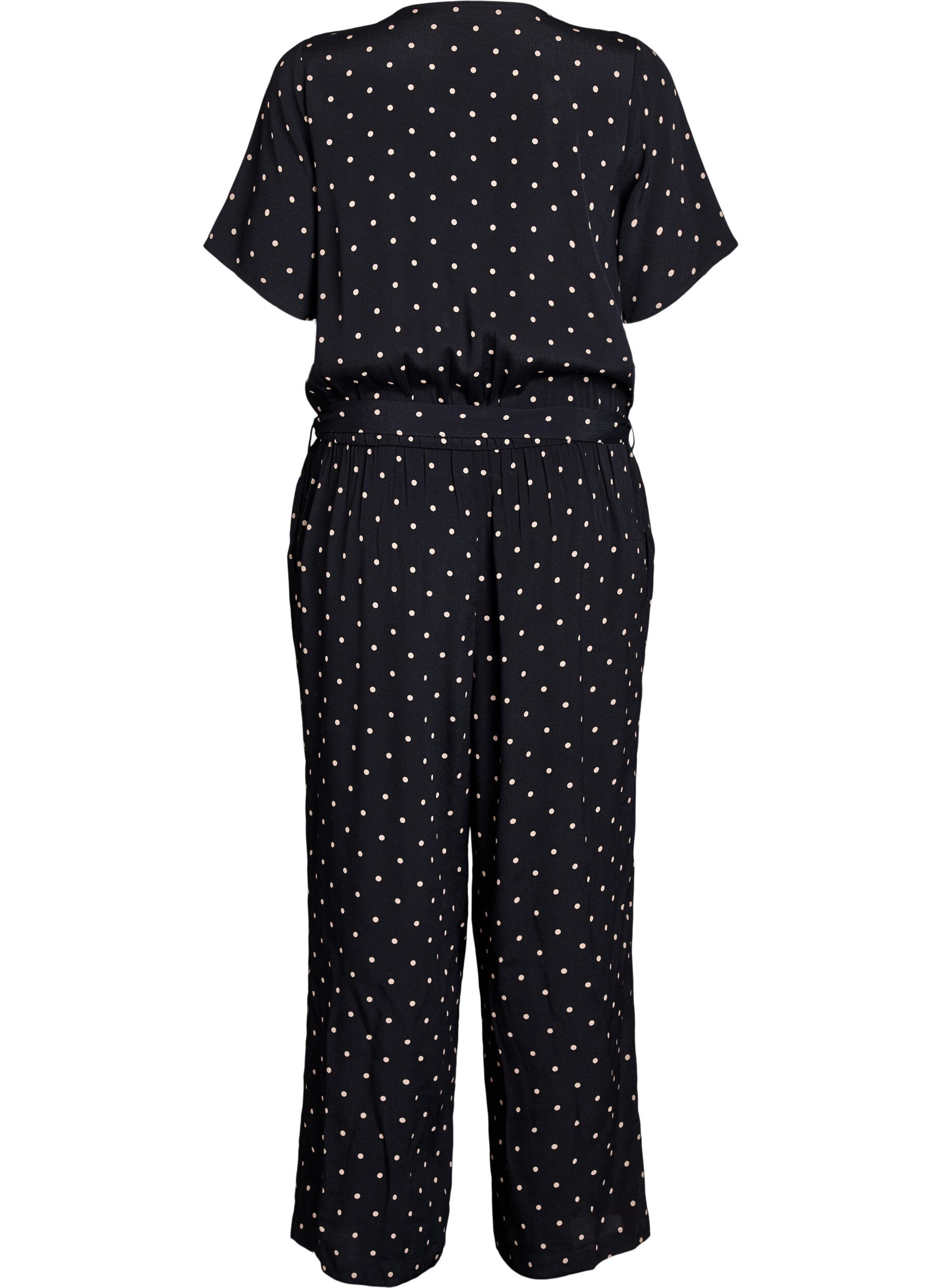 Zizzi Prikket jumpsuit med korte ermer, Svart, Packshot image number 1