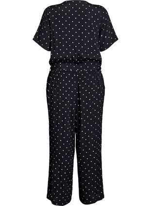 Zizzi Prikket jumpsuit med korte ermer, Svart, Packshot image number 1