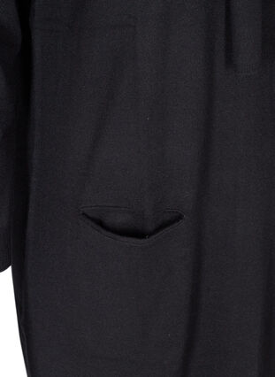 Langermet strikkekjole med lommer, Black, Packshot image number 3