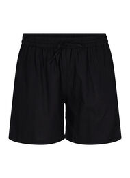 Løs shorts i bomullsblanding med lin, Black
