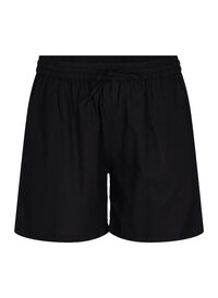 Løse shorts i bomullsmiks med lin, Black Løse shorts i bomullsmiks med lin