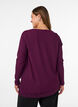 Jerseybluse med asymmetrisk blondedetalj, Lilla, Model image number 2