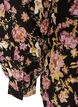 Bluse med blomstertrykk og rysjedetaljer, Svart, Packshot image number 3