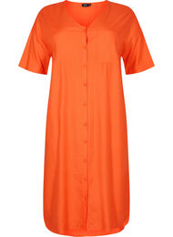 Kortermet skjortekjole i viskose, Mandarin Red