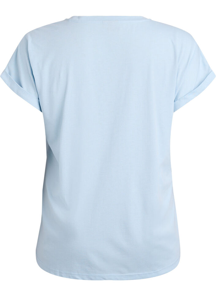 Kortermet t-skjorte i bomullsblanding, Bl&aring;, Packshot image number 1