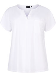 T-skjorte med V-hals og brystlomme, Bright White
