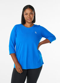 Treningsbluse med 3/4-ermer, Blå Treningsbluse med 3/4-ermer, Blå, Model