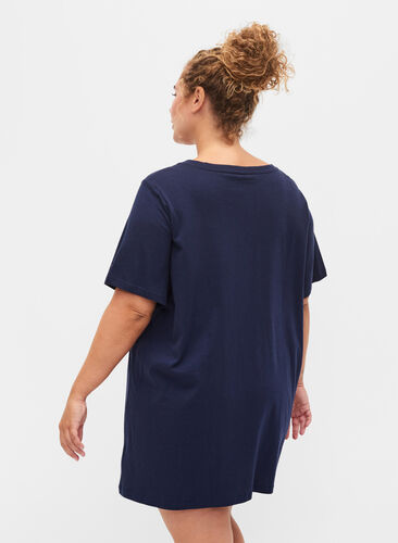 Oversize pysjamas T-skjorte i økologisk bomull, Peacoat W. relaxed, Model image number 1
