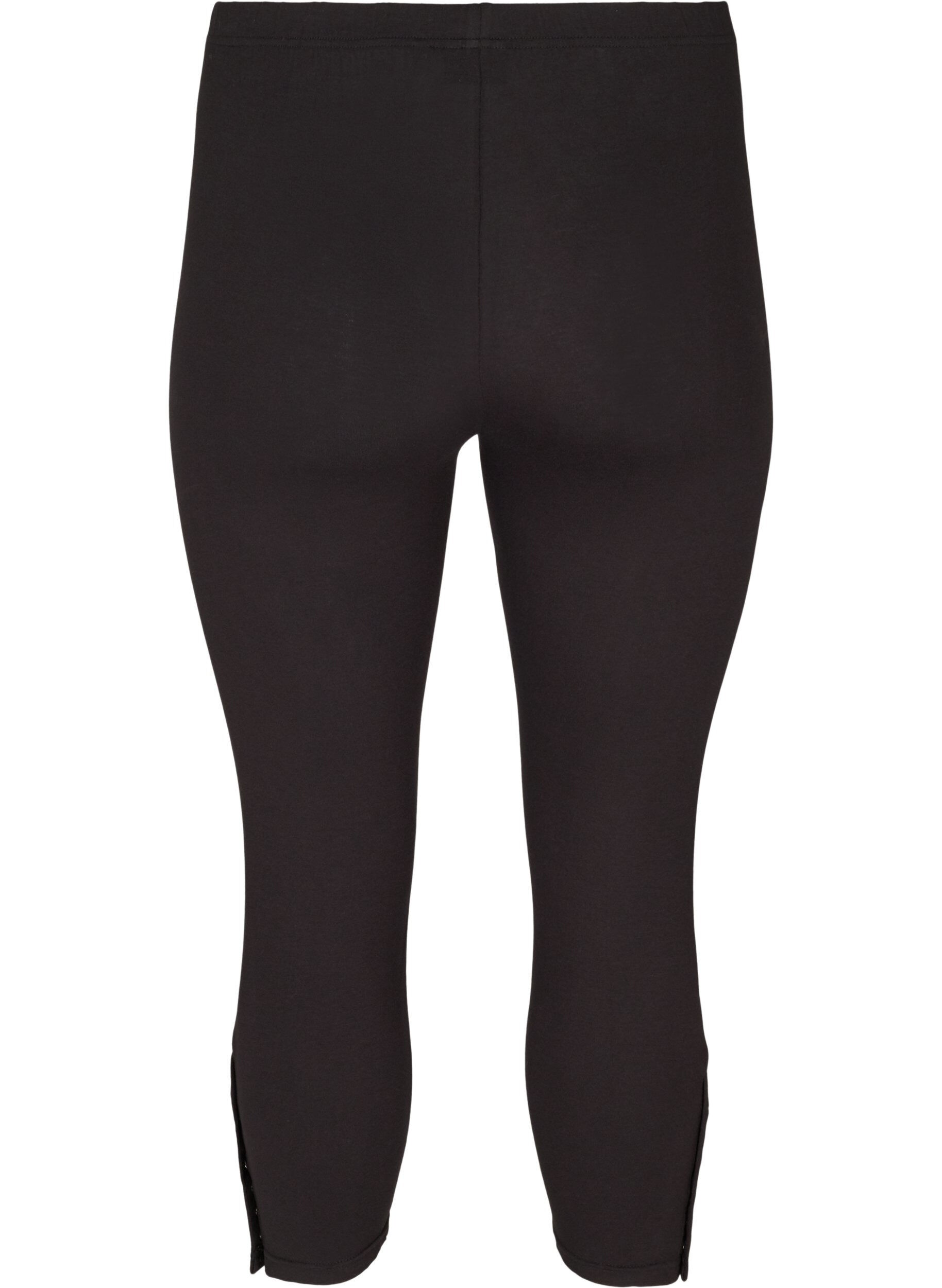 Zizzi3/4-leggings med knapper, Svart, Packshot image number 1