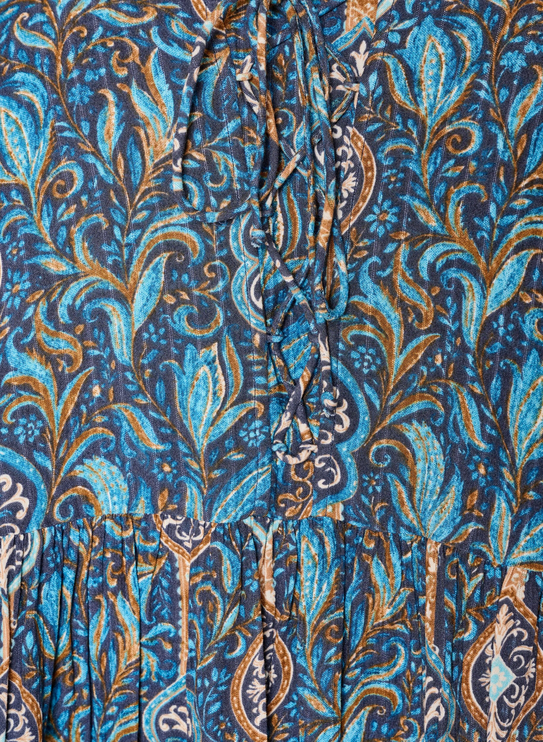 ZizziBluse med paisleytrykk og blondedetaljer, Bl&aring;, Packshot image number 2