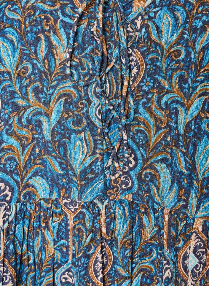 Bluse med paisleytrykk og blondedetaljer, Bl&aring;, Packshot image number 2