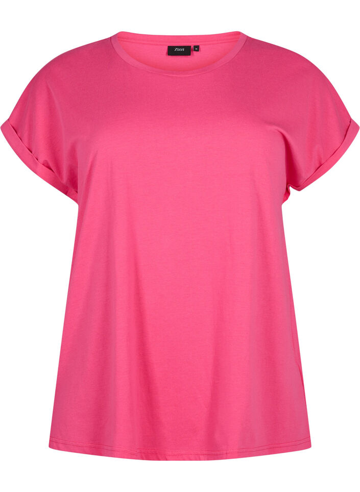 Kortermet T-skjorte i bomullsblanding, Rosa, Packshot image number 0