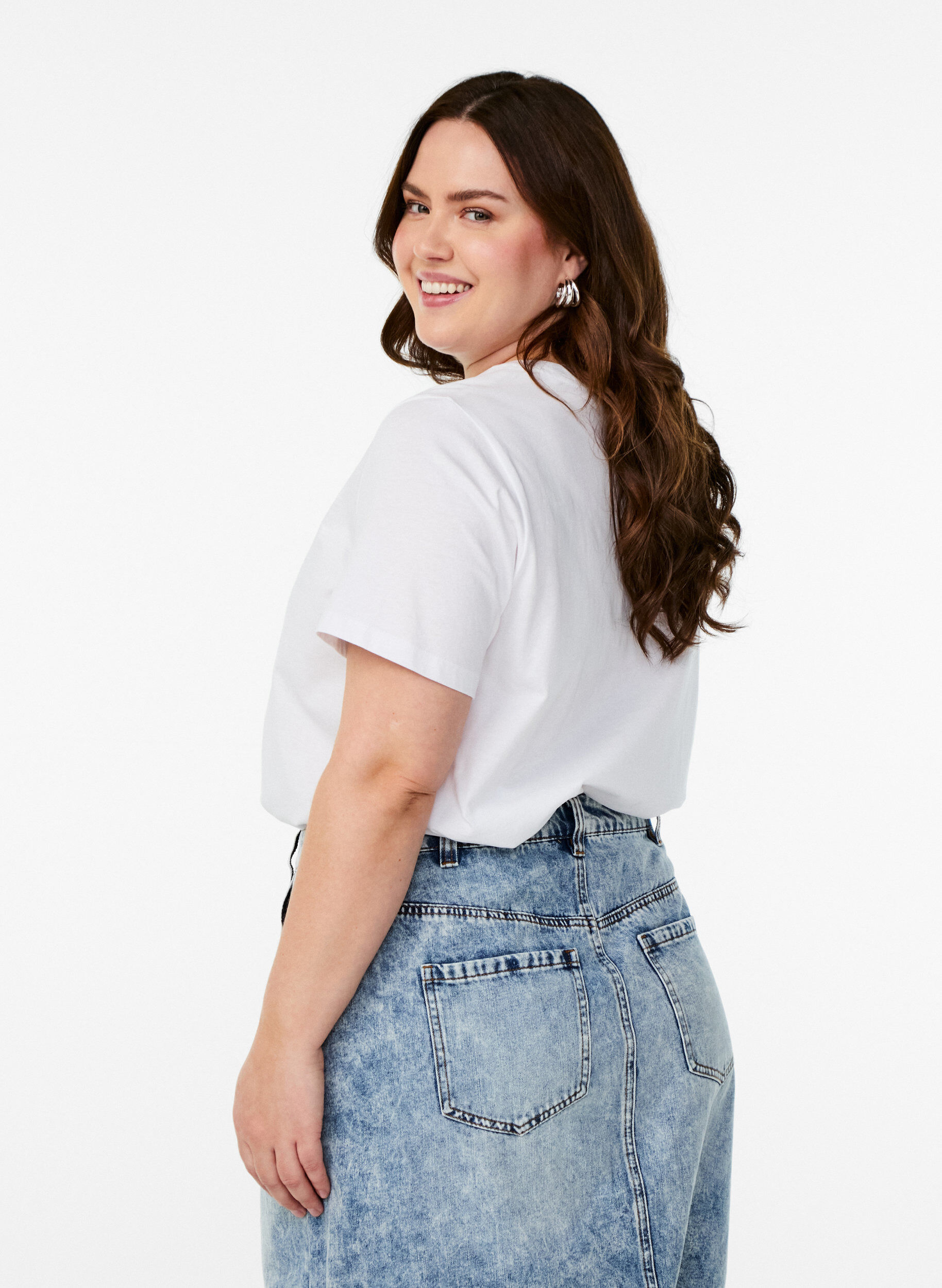 Zizzi T-skjorte med sitrusm&oslash;nster, Hvit, Model image number 2