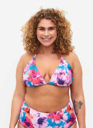 Trekantbikini med mønster , Pink Flower, Model image number 0
