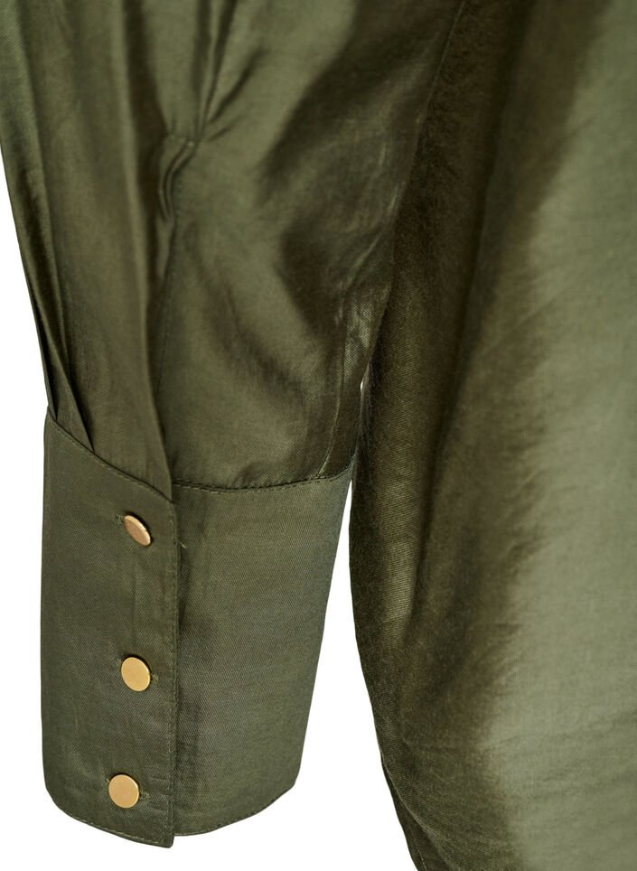 Viskoseskjorte med gullknapper, Gr&oslash;nn, Packshot image number 3