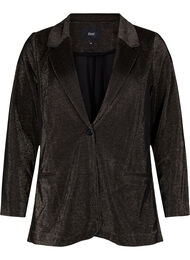 Blazer med glitter og knappelukking, Black w. Lurex