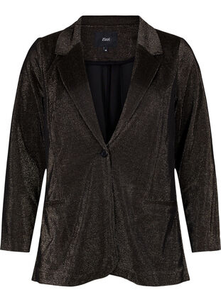 Blazer med glitter og knappelukking, Black w. Lurex, Packshot image number 0