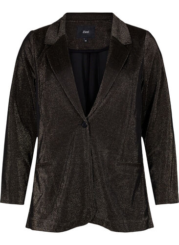 Blazer med glitter og knappelukking, Black w. Lurex, Packshot image number 0