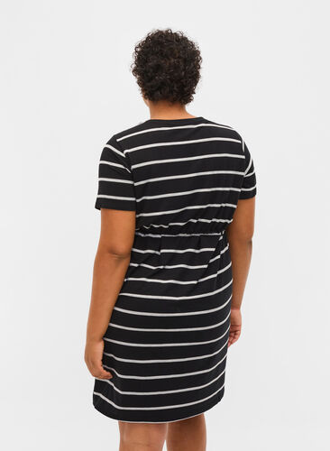 Stripete gravidkjole i viskose, Black Grey Stripe, Model image number 1