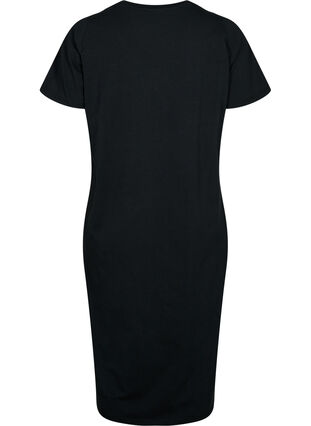 Kortermet kjole i bomull med splitt, Black, Packshot image number 1