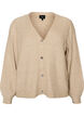 Cardigan med V-hals og ribbestruktur, Beige, Packshot image number 0