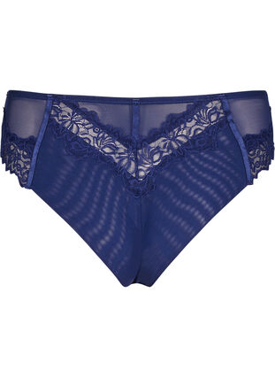 Zizzi Brazilian truser med blonder og satengbånd, Ocean Cavern, Packshot image number 1