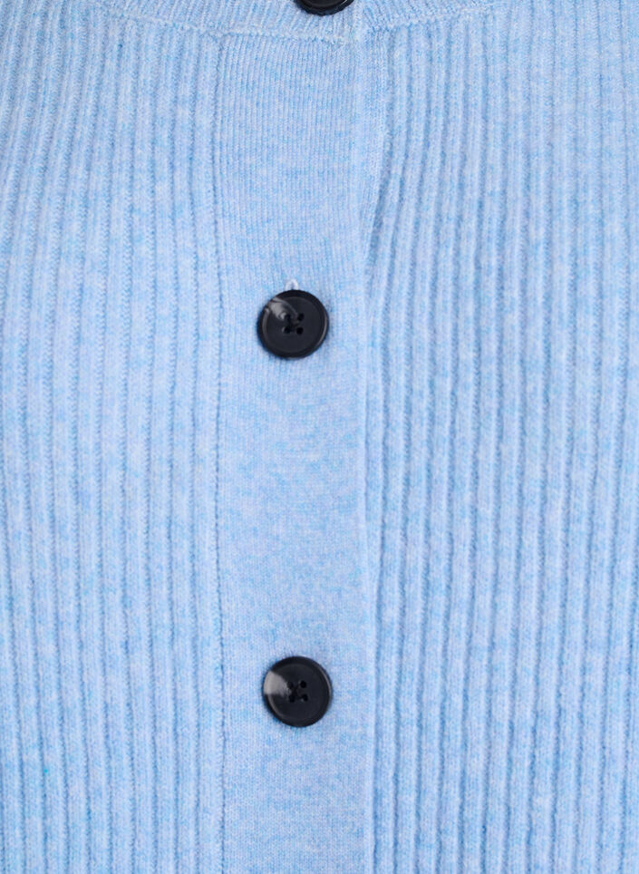 Ribbestrikket cardigan med knapper, Bl&aring;, Packshot image number 2