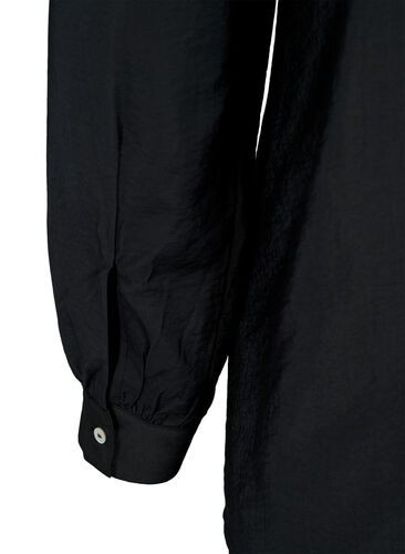 Bluse i viskose med volanger, Black, Packshot image number 3