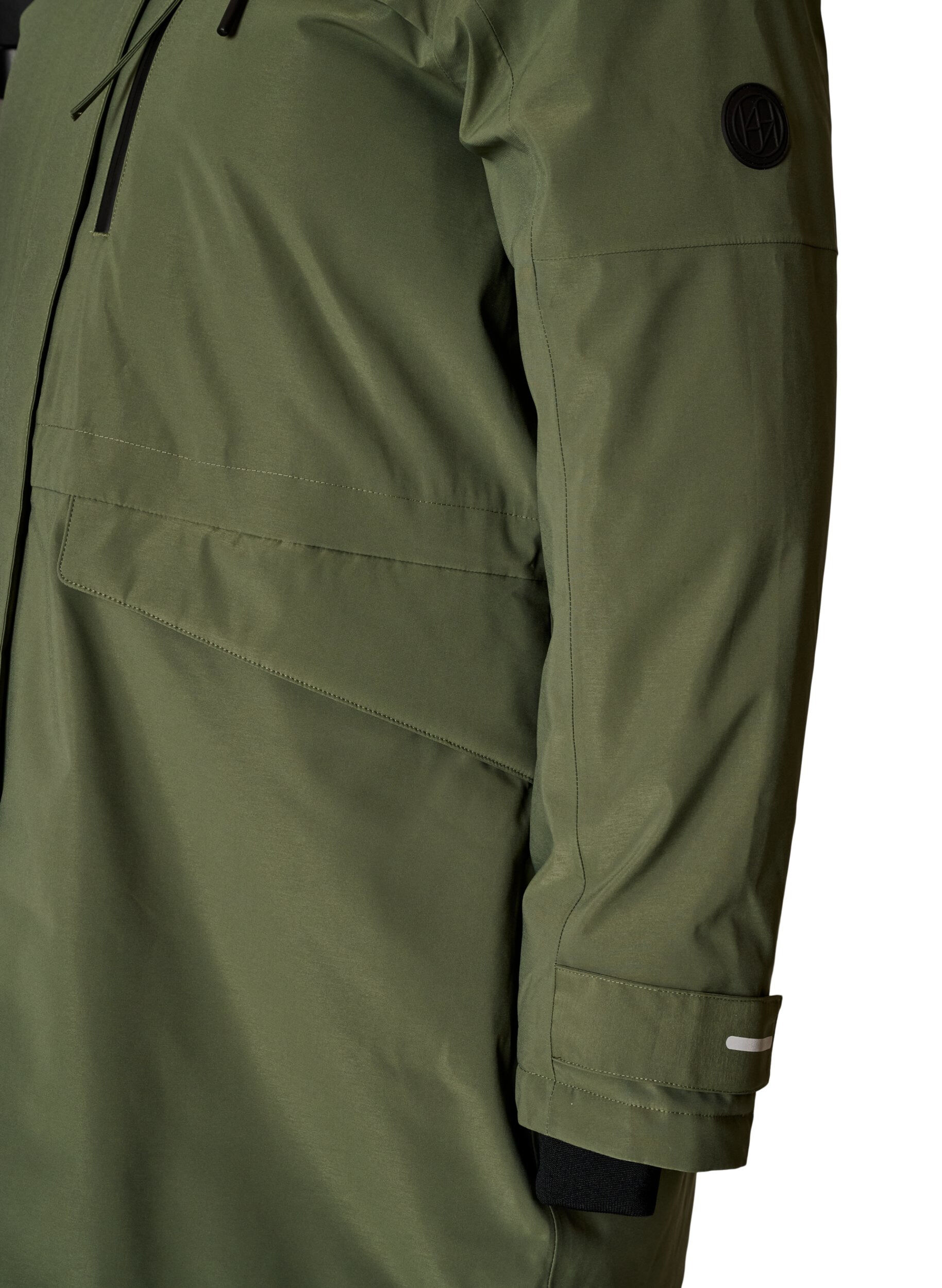 ZizziVannavst&oslash;tende parkas med hette og funksjonelle detaljer, Gr&oslash;nn, Packshot image number 3