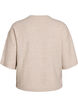 Løs strikket bluse med korte ermer, Beige, Packshot image number 1