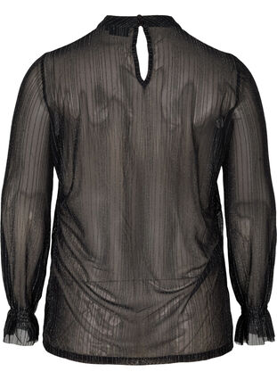 Lett transparent bluse med lurex, Black w. Silver, Packshot image number 1