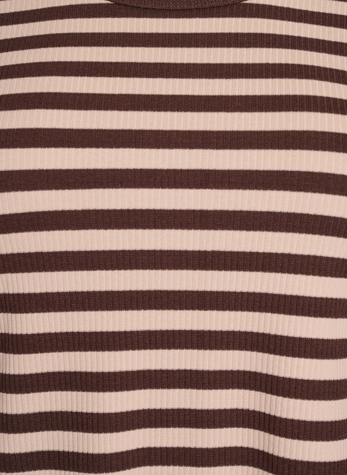 Stripete bluse med lange ermer, Brun, Packshot image number 2
