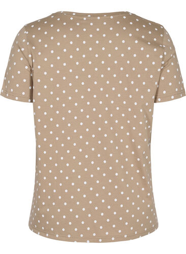 Prikkete T-skjorte i bomull, Desert Taupe W. Dot, Packshot image number 1