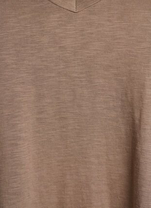 Zizzi Kortermet basic t-skjorte med v-hals, Brun, Packshot image number 2