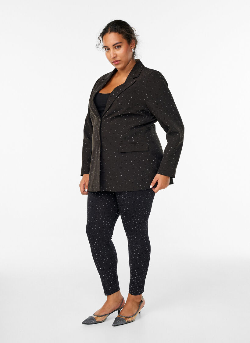 Leggings med rhinesteiner, Svart, Model image number 1