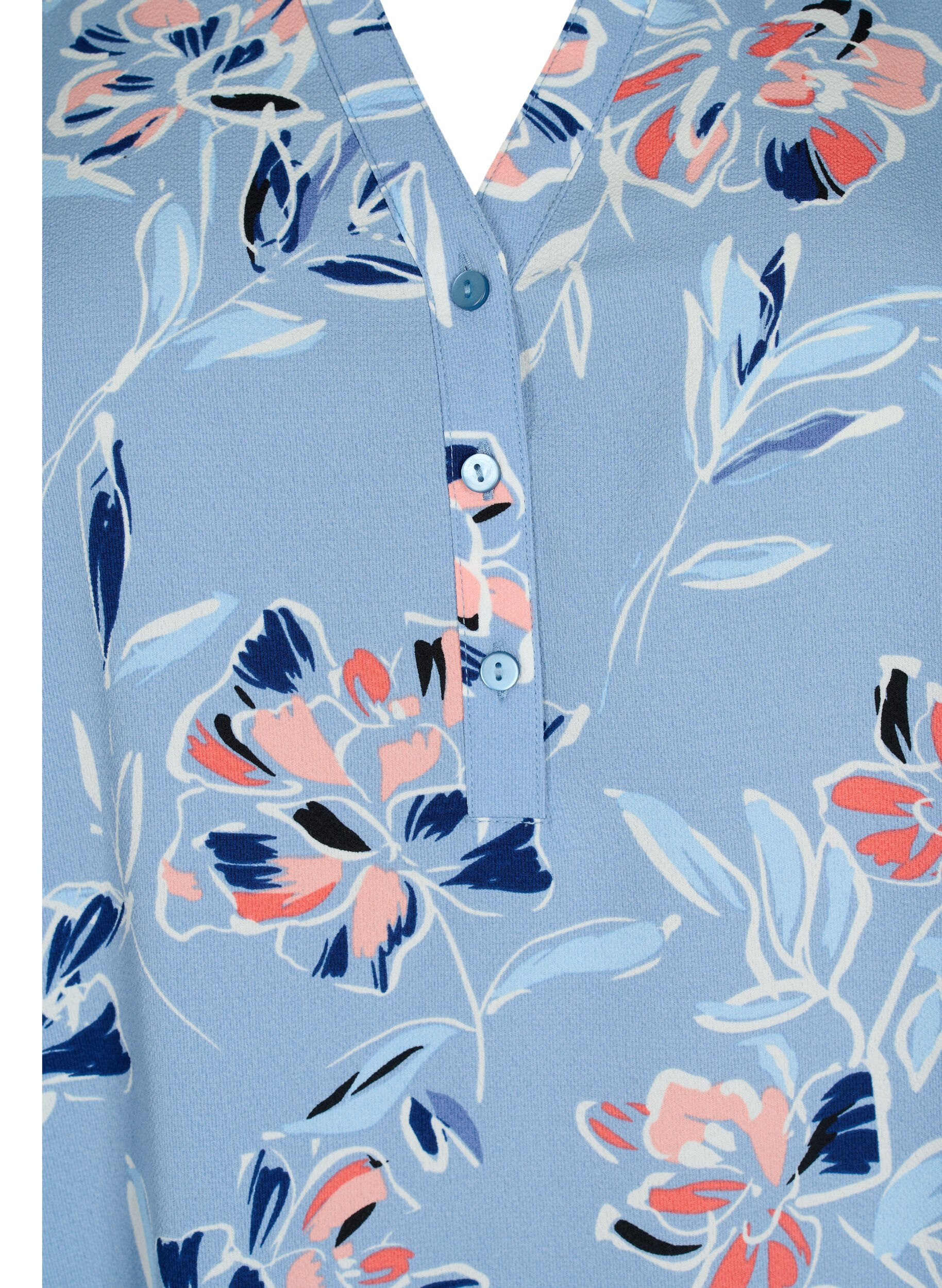 Zizzi Bluse med print og 3/4 ermer, Outline Flower, Packshot image number 2