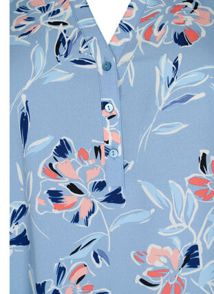 Bluse med print og 3/4 ermer, Outline Flower, Packshot image number 2