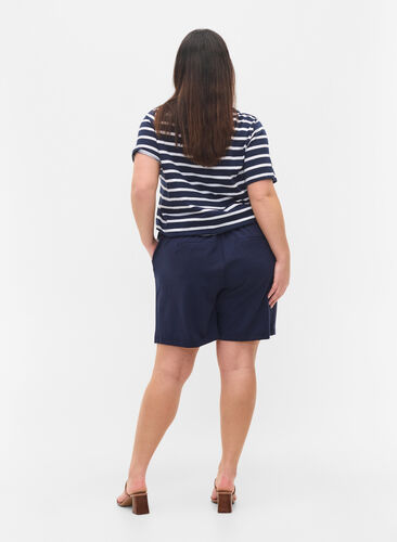 Løse shorts med knyting og lommer, Navy Blazer, Model image number 1