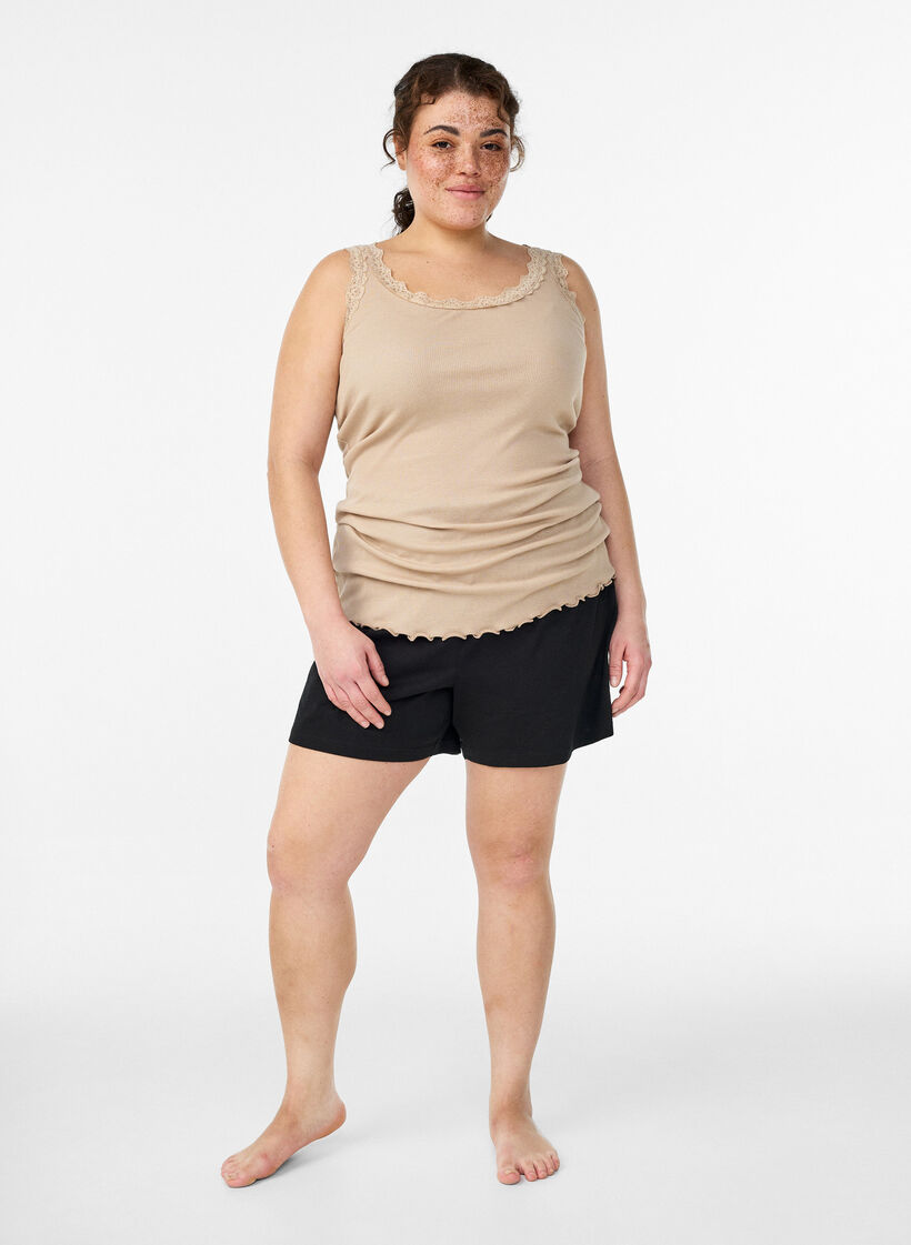 Topp med blondekant, Beige, Model image number 1